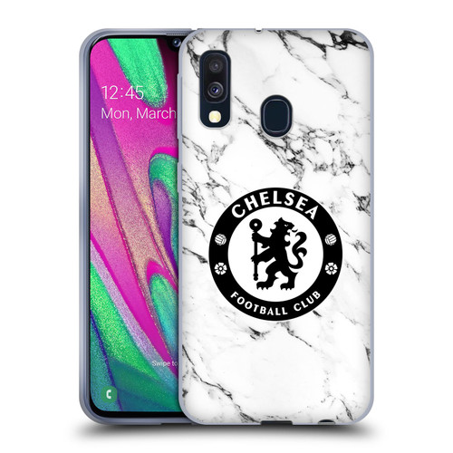 Chelsea Football Club Crest White Marble Soft Gel Case for Samsung Galaxy A40 (2019)