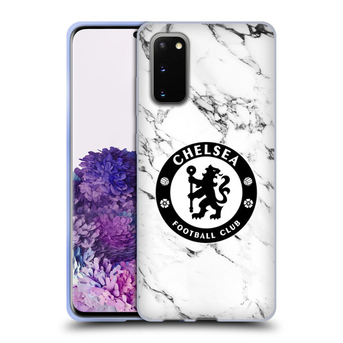 Chelsea Football Club Crest White Marble Soft Gel Case for Samsung Galaxy S20 / S20 5G