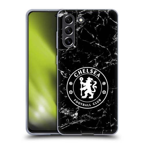 Chelsea Football Club Crest Black Marble Soft Gel Case for Samsung Galaxy S21 FE 5G