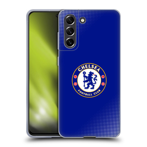 Chelsea Football Club Crest Halftone Soft Gel Case for Samsung Galaxy S21 FE 5G