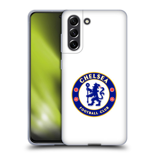 Chelsea Football Club Crest Plain White Soft Gel Case for Samsung Galaxy S21 FE 5G