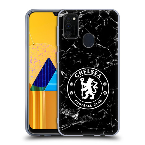 Chelsea Football Club Crest Black Marble Soft Gel Case for Samsung Galaxy M30s (2019)/M21 (2020)