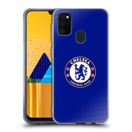 Chelsea Football Club Crest Halftone Soft Gel Case for Samsung Galaxy M30s (2019)/M21 (2020)