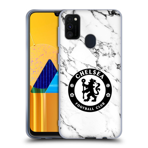 Chelsea Football Club Crest White Marble Soft Gel Case for Samsung Galaxy M30s (2019)/M21 (2020)