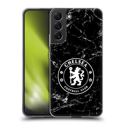Chelsea Football Club Crest Black Marble Soft Gel Case for Samsung Galaxy S22+ 5G