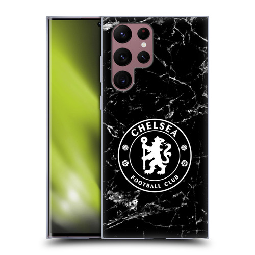 Chelsea Football Club Crest Black Marble Soft Gel Case for Samsung Galaxy S22 Ultra 5G