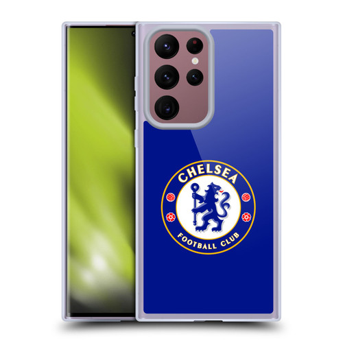 Chelsea Football Club Crest Plain Blue Soft Gel Case for Samsung Galaxy S22 Ultra 5G