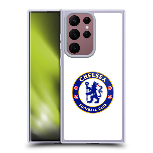 Chelsea Football Club Crest Plain White Soft Gel Case for Samsung Galaxy S22 Ultra 5G