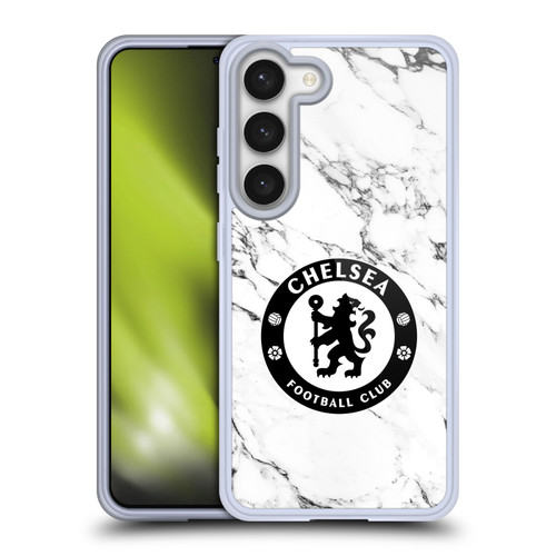 Chelsea Football Club Crest White Marble Soft Gel Case for Samsung Galaxy S23 5G