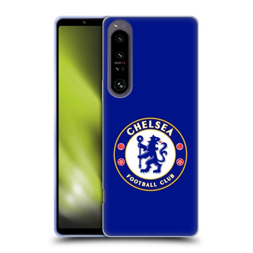 Chelsea Football Club Crest Plain Blue Soft Gel Case for Sony Xperia 1 IV