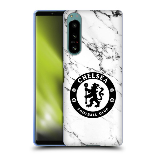 Chelsea Football Club Crest White Marble Soft Gel Case for Sony Xperia 5 IV