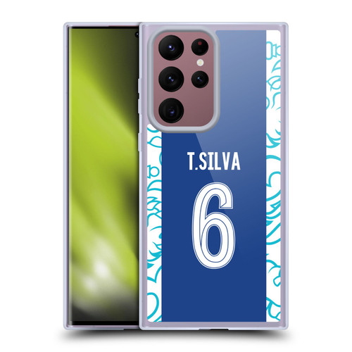 Chelsea Football Club 2022/23 Players Home Kit Thiago Silva Soft Gel Case for Samsung Galaxy S22 Ultra 5G