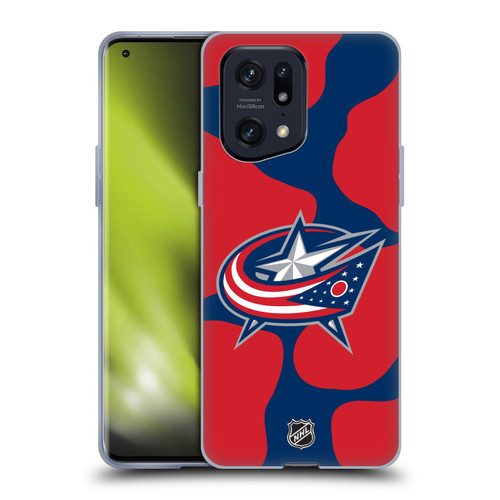 NHL Columbus Blue Jackets Cow Pattern Soft Gel Case for OPPO Find X5 Pro