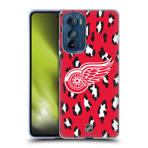NHL Detroit Red Wings Leopard Patten Soft Gel Case for Motorola Edge 30