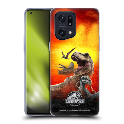 Jurassic World Key Art Dinosaurs Soft Gel Case for OPPO Find X5 Pro