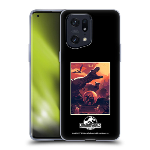 Jurassic World Vector Art Volcano Escape Soft Gel Case for OPPO Find X5 Pro