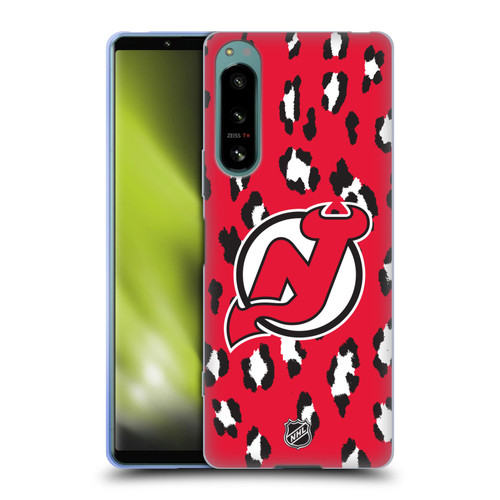 NHL New Jersey Devils Leopard Patten Soft Gel Case for Sony Xperia 5 IV