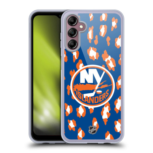 NHL New York Islanders Leopard Patten Soft Gel Case for Samsung Galaxy A14 5G