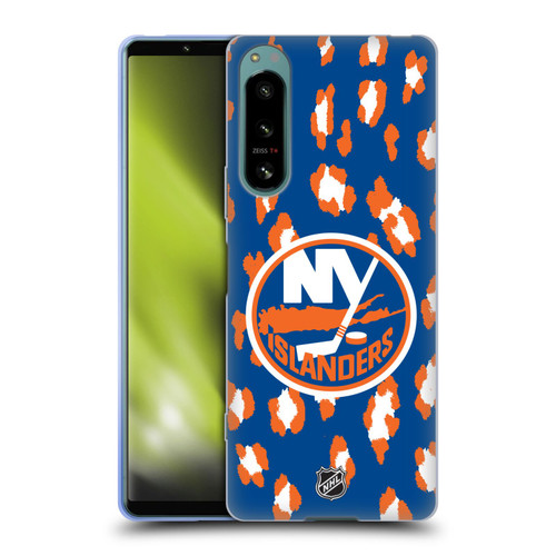 NHL New York Islanders Leopard Pattern Soft Gel Case for Sony Xperia 5 IV