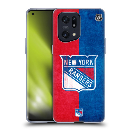 NHL New York Rangers Half Distressed Soft Gel Case for OPPO Find X5 Pro