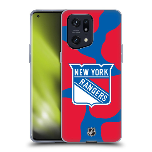 NHL New York Rangers Cow Pattern Soft Gel Case for OPPO Find X5 Pro