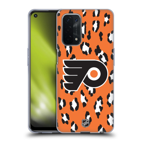NHL Philadelphia Flyers Leopard Patten Soft Gel Case for OPPO A54 5G
