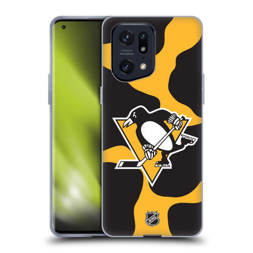 NHL Pittsburgh Penguins Cow Pattern Soft Gel Case for OPPO Find X5 Pro
