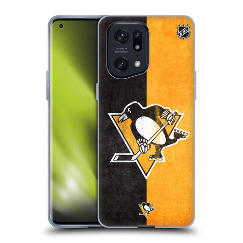 NHL Pittsburgh Penguins Half Distressed Soft Gel Case for OPPO Find X5 Pro