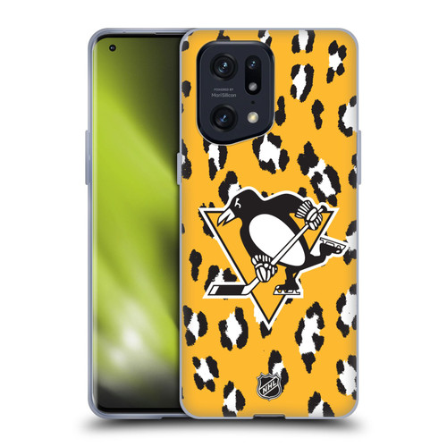 NHL Pittsburgh Penguins Leopard Patten Soft Gel Case for OPPO Find X5 Pro