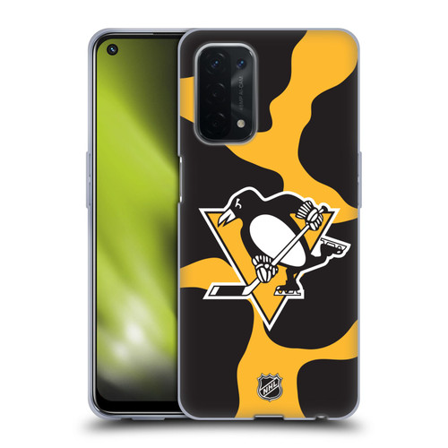 NHL Pittsburgh Penguins Cow Pattern Soft Gel Case for OPPO A54 5G