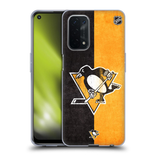 NHL Pittsburgh Penguins Half Distressed Soft Gel Case for OPPO A54 5G