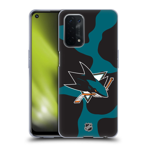 NHL San Jose Sharks Cow Pattern Soft Gel Case for OPPO A54 5G