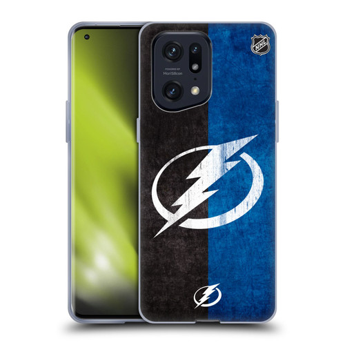 NHL Tampa Bay Lightning Half Distressed Soft Gel Case for OPPO Find X5 Pro