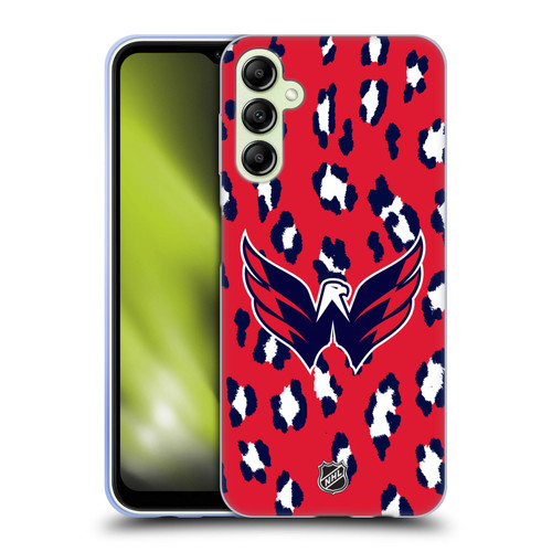 NHL Washington Capitals Leopard Pattern Soft Gel Case for Samsung Galaxy A14 5G