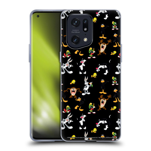 Looney Tunes Patterns Black Soft Gel Case for OPPO Find X5 Pro