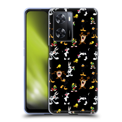 Looney Tunes Patterns Black Soft Gel Case for OPPO A57s