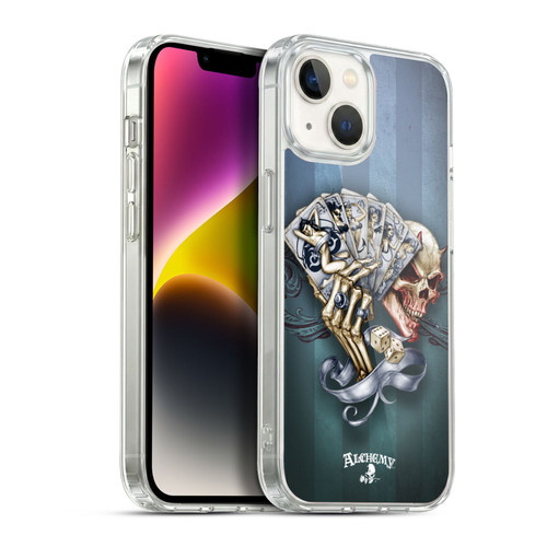Alchemy Gothic Skull And Cards Read 'Em And Weep Soft Gel Case for Apple iPhone 14
