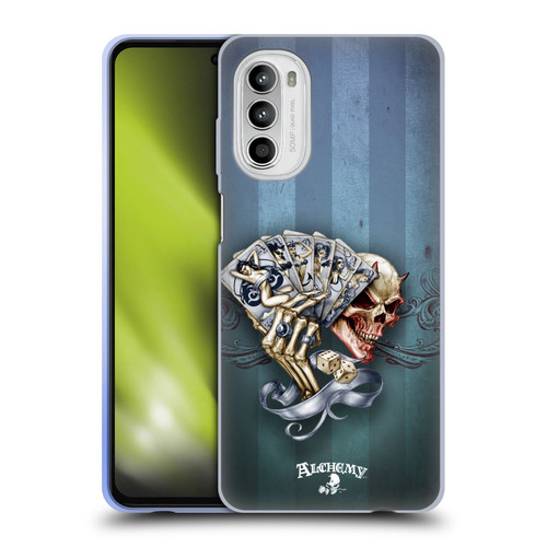 Alchemy Gothic Skull And Cards Read 'Em And Weep Soft Gel Case for Motorola Moto G52