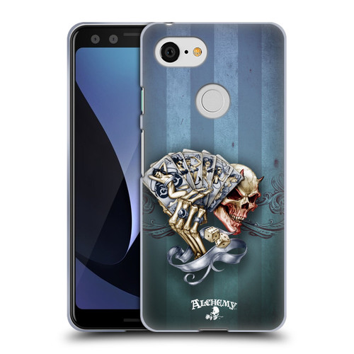 Alchemy Gothic Skull And Cards Read 'Em And Weep Soft Gel Case for Google Pixel 3