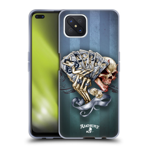 Alchemy Gothic Skull And Cards Read 'Em And Weep Soft Gel Case for OPPO Reno4 Z 5G