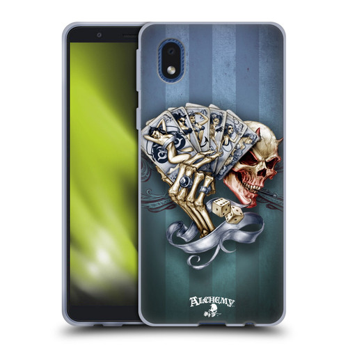 Alchemy Gothic Skull And Cards Read 'Em And Weep Soft Gel Case for Samsung Galaxy A01 Core (2020)