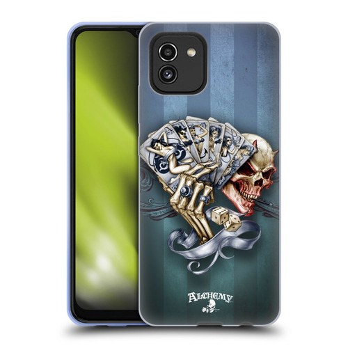 Alchemy Gothic Skull And Cards Read 'Em And Weep Soft Gel Case for Samsung Galaxy A03 (2021)