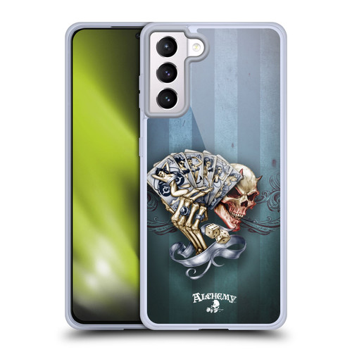 Alchemy Gothic Skull And Cards Read 'Em And Weep Soft Gel Case for Samsung Galaxy S21+ 5G