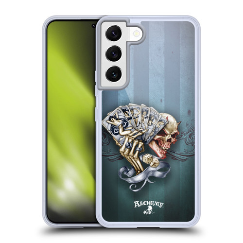 Alchemy Gothic Skull And Cards Read 'Em And Weep Soft Gel Case for Samsung Galaxy S22 5G