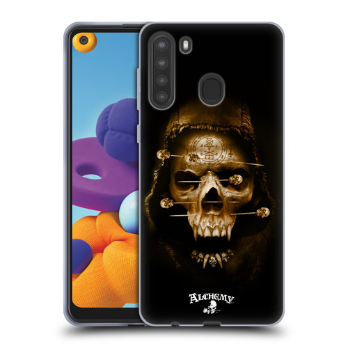 Alchemy Gothic Skull Death Fetish Soft Gel Case for Samsung Galaxy A21 (2020)