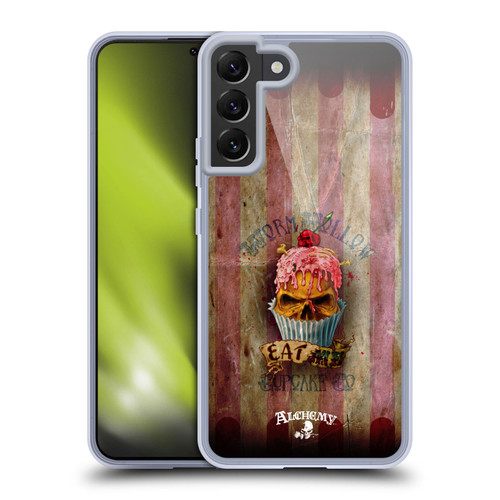 Alchemy Gothic Skull Eat Me Cupcake Soft Gel Case for Samsung Galaxy S22+ 5G