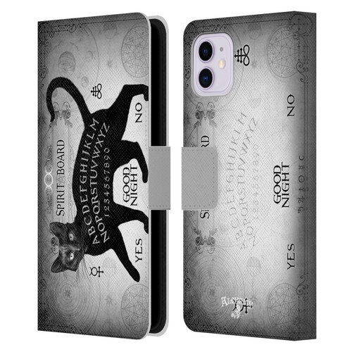 Alchemy Gothic Cats Black Cat Spirit Board Leather Book Wallet Case Cover For Apple iPhone 11