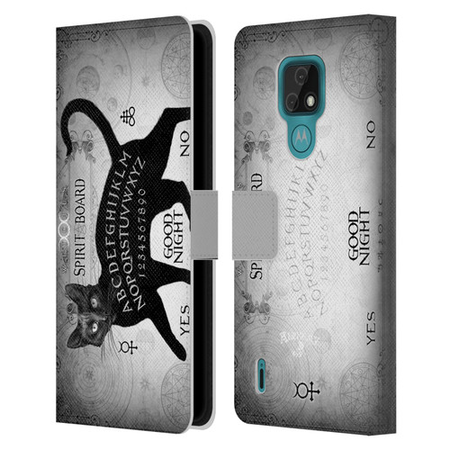 Alchemy Gothic Cats Black Cat Spirit Board Leather Book Wallet Case Cover For Motorola Moto E7