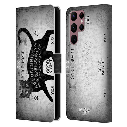 Alchemy Gothic Cats Black Cat Spirit Board Leather Book Wallet Case Cover For Samsung Galaxy S22 Ultra 5G