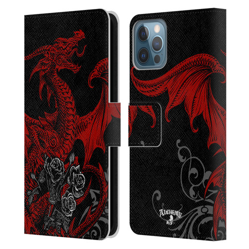 Alchemy Gothic Dragon Draco Rosa Leather Book Wallet Case Cover For Apple iPhone 12 / iPhone 12 Pro